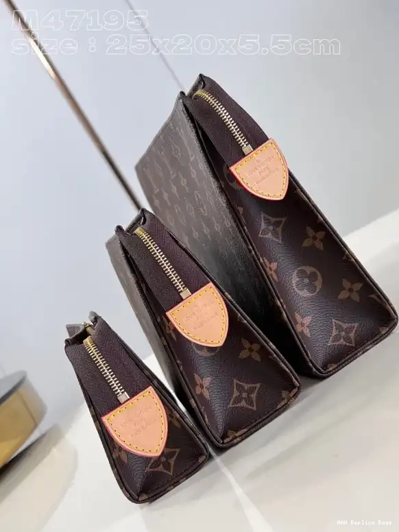 Aaa replica bags Toilet VUITTON LOUIS Trio Pouch-25*20*5.5cm 0604